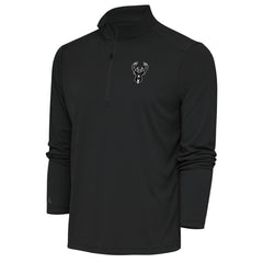 Milwaukee Bucks Antigua Metallic Logo Tribute Quarter-Zip Top Charcoal