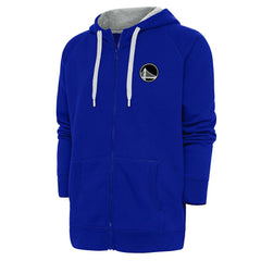 Golden State Warriors Antigua Metallic Logo Victory Raglan Full-Zip Hoodie Royal