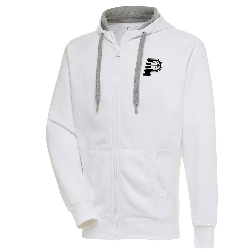 Indiana Pacers Antigua Metallic Logo Victory Raglan Full-Zip Hoodie White