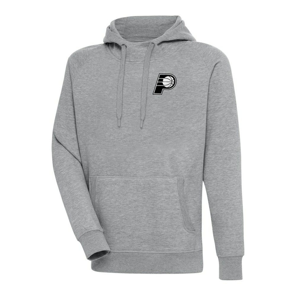Indiana Pacers Antigua Metallic Logo Victory Raglan Pullover Hoodie Heather Gray