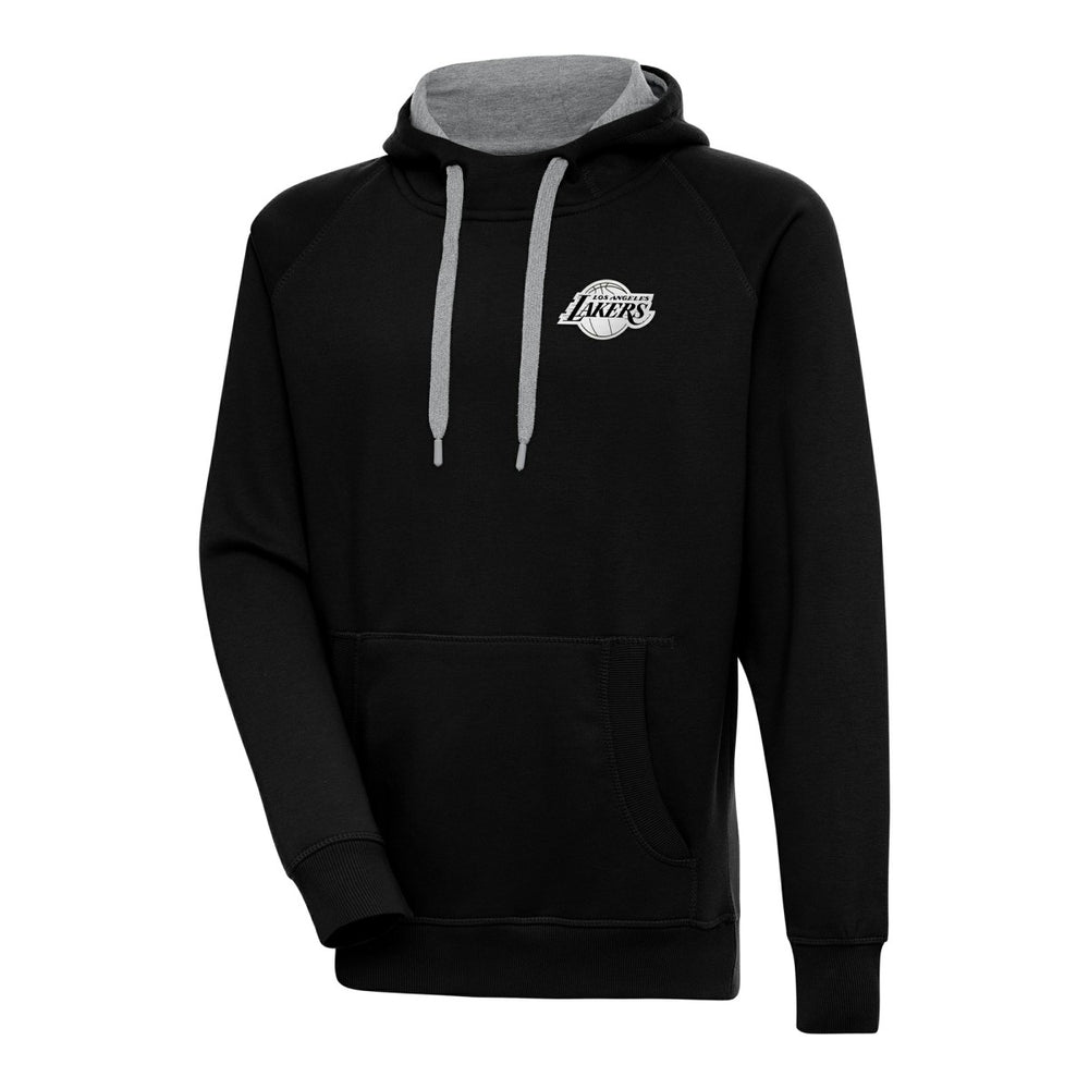 Los Angeles Lakers Antigua Metallic Logo Victory Raglan Pullover Hoodie Black