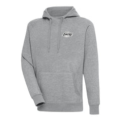 Los Angeles Lakers Antigua Metallic Logo Victory Raglan Pullover Hoodie Heather Gray