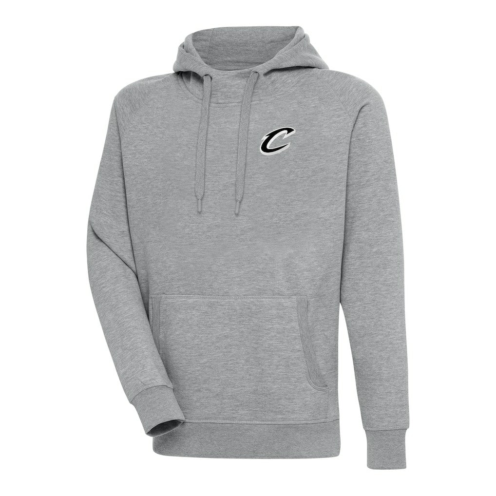 Cleveland Cavaliers Antigua Metallic Logo Victory Raglan Pullover Hoodie Heather Gray