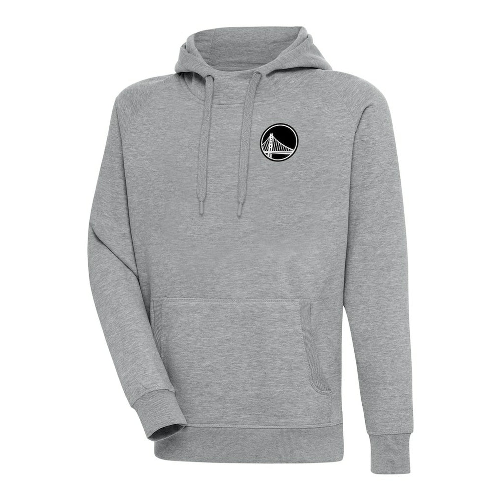 Golden State Warriors Antigua Metallic Logo Victory Raglan Pullover Hoodie Heather Gray