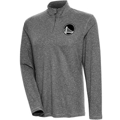 Golden State Warriors Antigua Women's Brushed Metallic Comfort Quarter-Zip Pullover Top - Heather Black