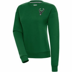 Milwaukee Bucks Antigua Women's Brushed Metallic Victory Pullover Sweatshirt - Hunter Green