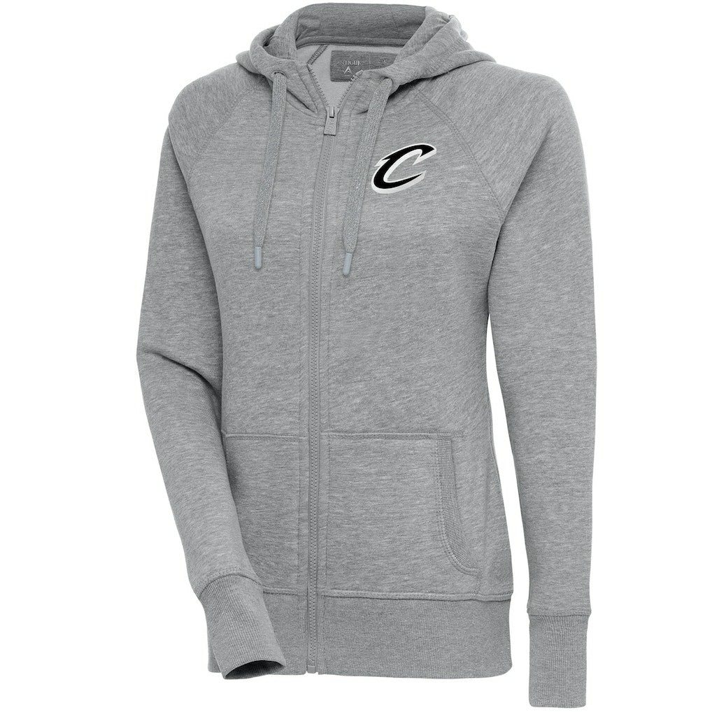 Cleveland Cavaliers Antigua Women's Brushed Metallic Victory Full-Zip Hoodie - Heather Gray