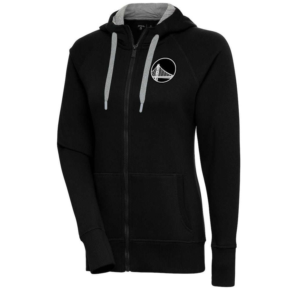 Golden State Warriors Antigua Women's Brushed Metallic Victory Full-Zip Hoodie - Black