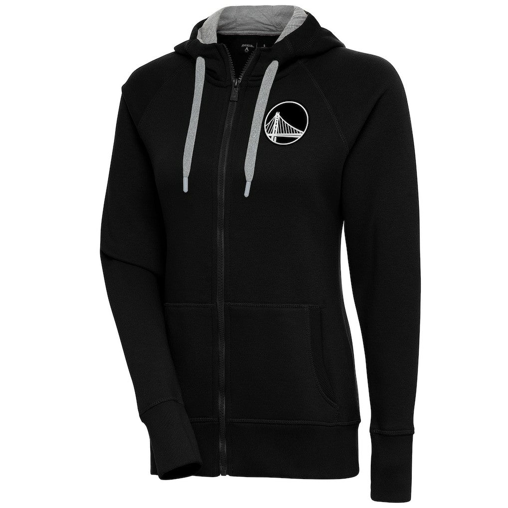 Golden State Warriors Antigua Women's Brushed Metallic Victory Full-Zip Hoodie - Black