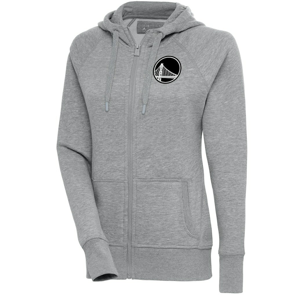 Golden State Warriors Antigua Women's Brushed Metallic Victory Full-Zip Hoodie - Heather Gray