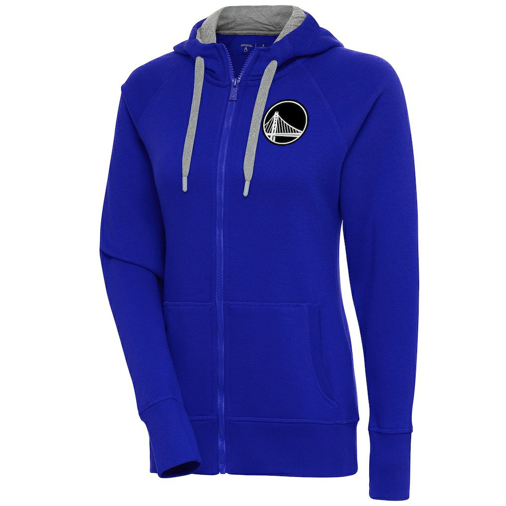 Golden State Warriors Antigua Women's Brushed Metallic Victory Full-Zip Hoodie - Royal