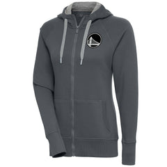 Golden State Warriors Antigua Women's Brushed Metallic Victory Full-Zip Hoodie - Charcoal