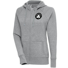 Boston Celtics Antigua Women's Brushed Metallic Victory Full-Zip Hoodie - Heather Gray