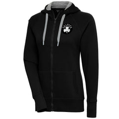 Boston Celtics Antigua Women's Brushed Metallic Victory Full-Zip Hoodie - Black