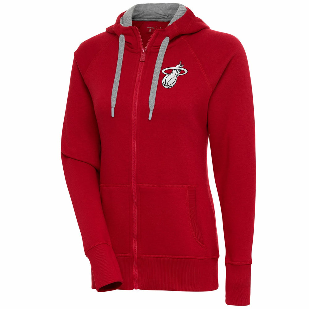 Miami Heat Antigua Women's Brushed Metallic Victory Full-Zip Hoodie - Red
