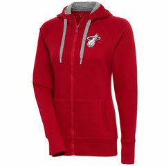 Miami Heat Antigua Women's Brushed Metallic Victory Full-Zip Hoodie - Red