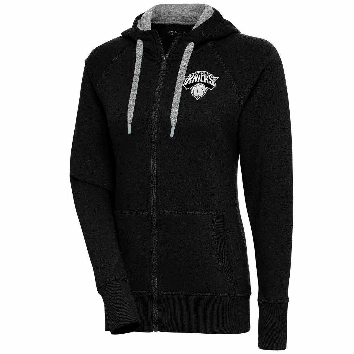 New York Knicks Antigua Women's Brushed Metallic Victory Full-Zip Hoodie - Black