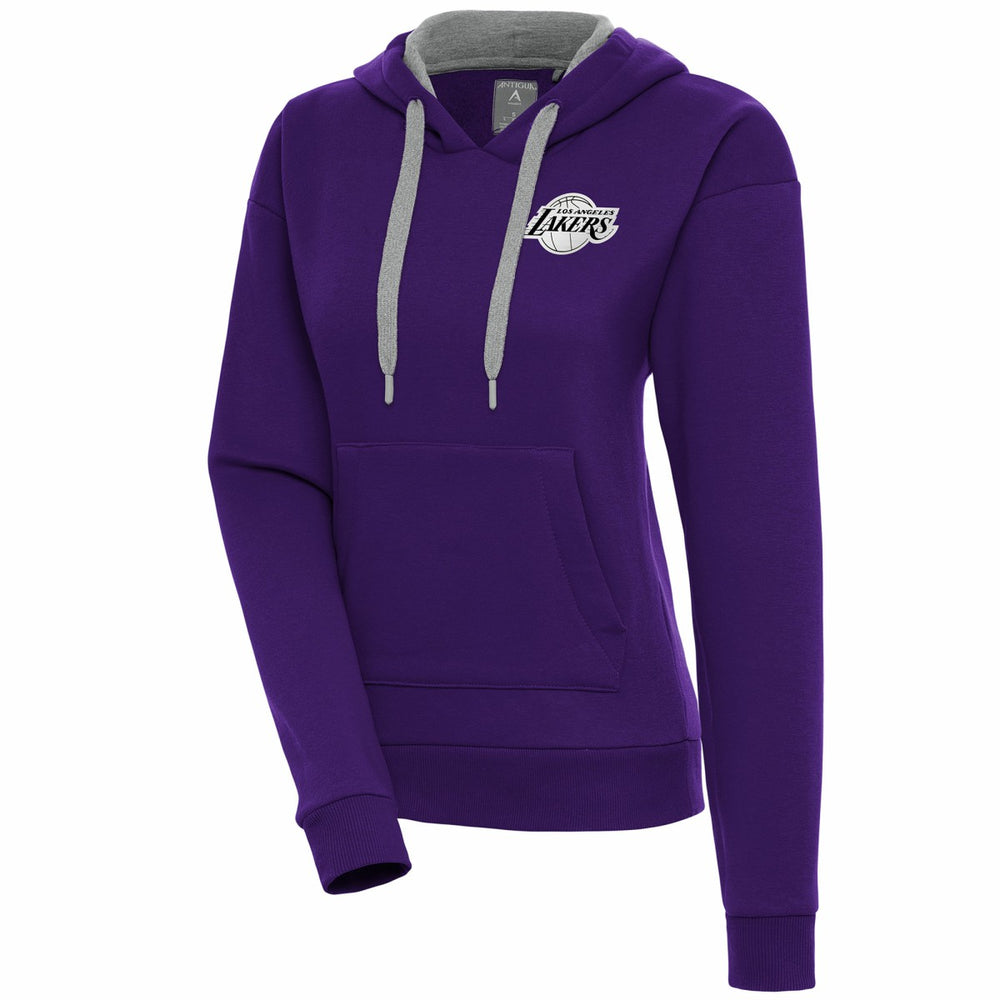 Los Angeles Lakers Antigua Women's Brushed Metallic Victory Pullover Hoodie - Purple