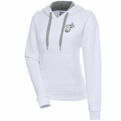 Miami Heat Antigua Women's Brushed Metallic Victory Pullover Hoodie - White