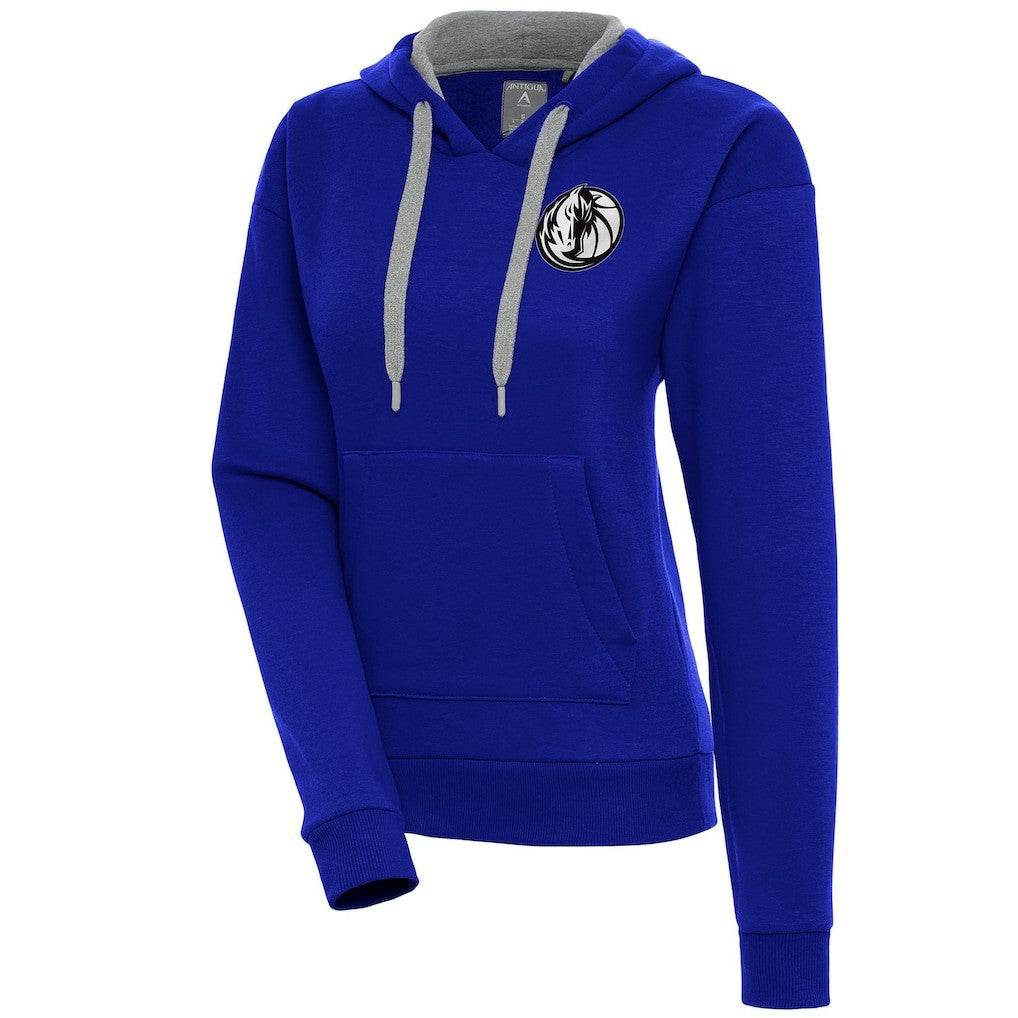 Dallas Mavericks Antigua Women's Brushed Metallic Victory Pullover Hoodie - Blue