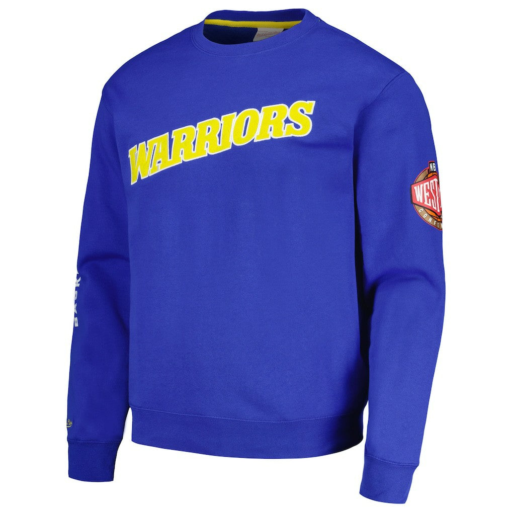 Golden State Warriors Hardwood Classics There and Back Pullover Sweatshirt for sale Royal | Mitchell & Ness Lifestyle