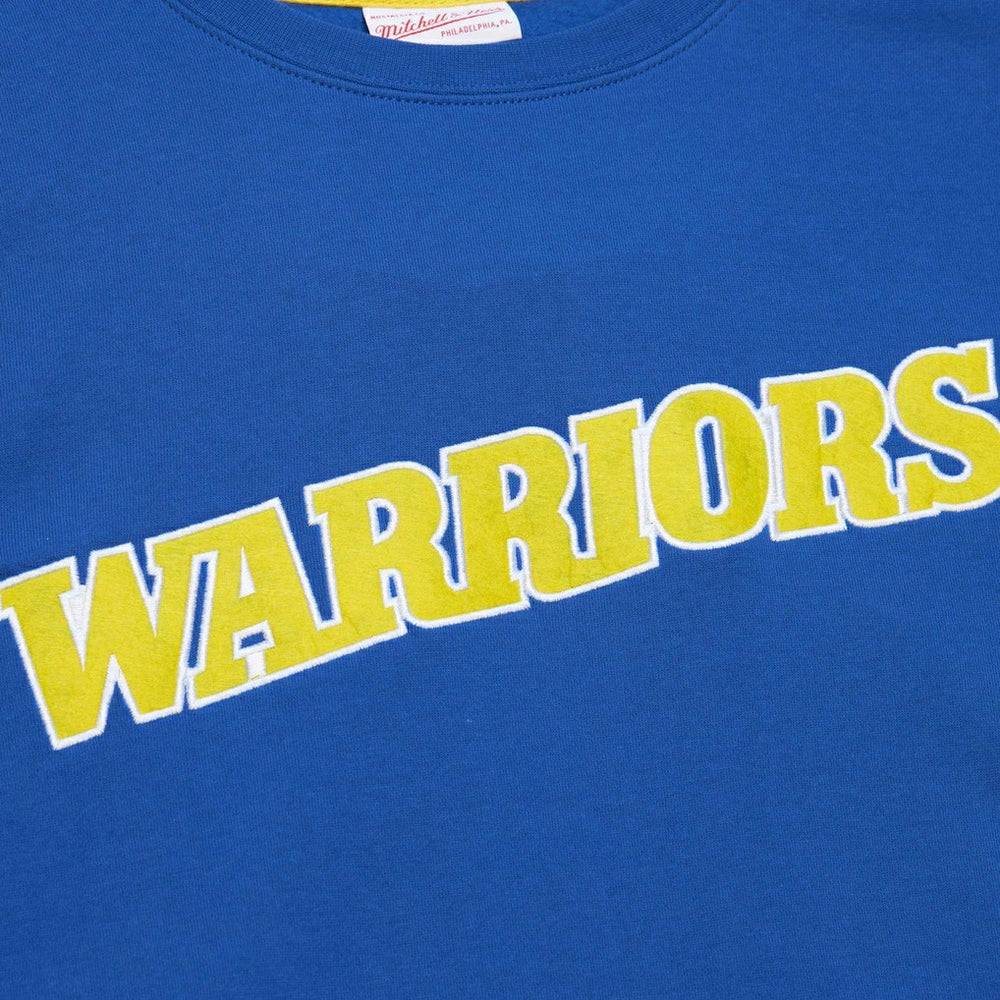 Golden State Warriors Hardwood Classics There and Back Pullover Sweatshirt for sale Royal | Mitchell & Ness Lifestyle