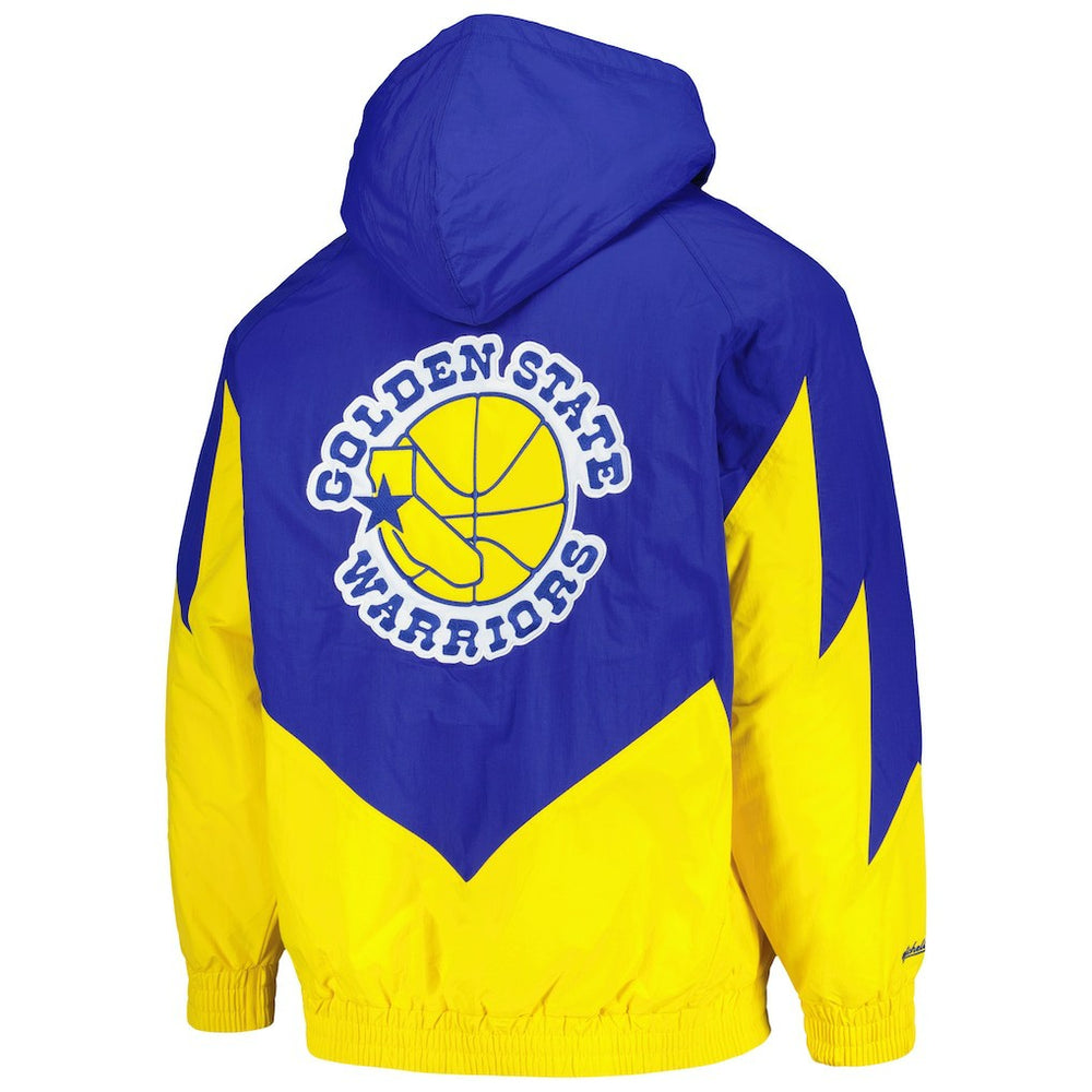 Golden State Warriors Hardwood Classics Retro Quilted Raglan Full-Zip Hoodie for sale Royal | Mitchell & Ness Lifestyle
