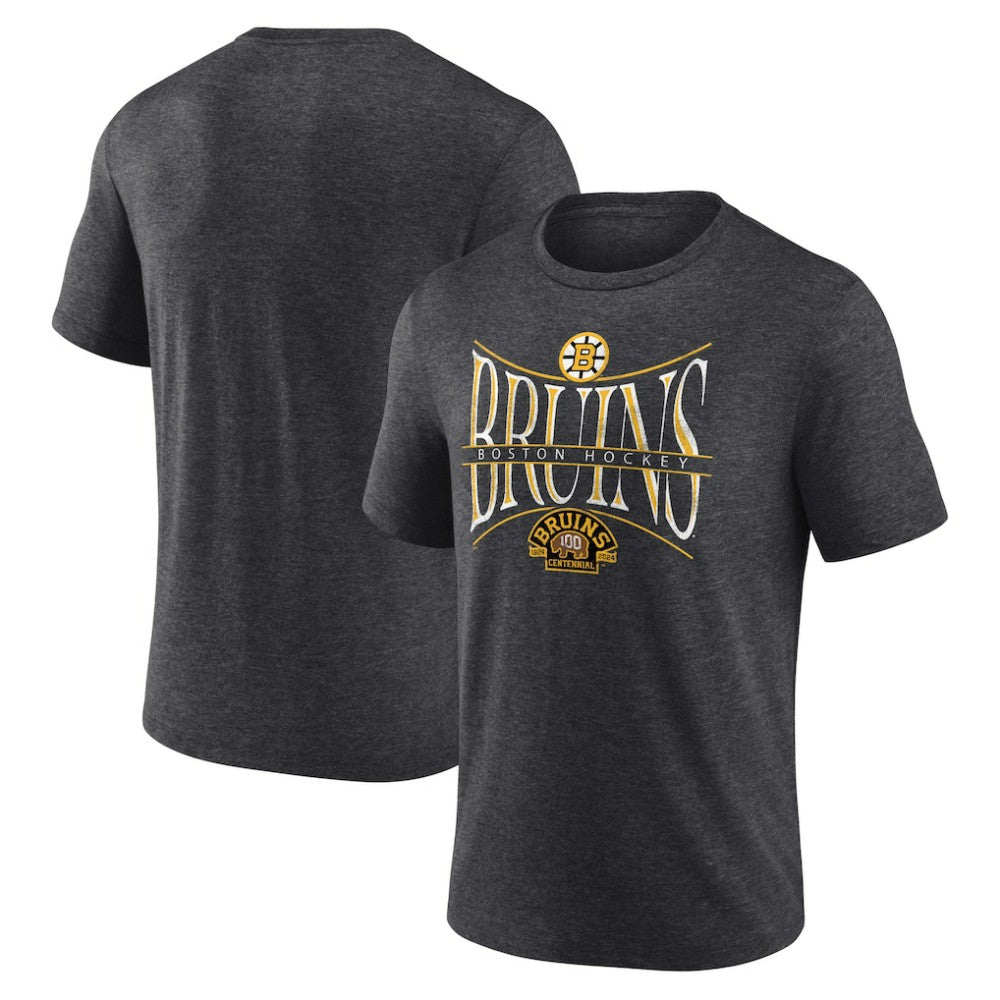 Boston Bruins Fanatics Centennial Hockey Tri-Blend T-Shirt - Heather Charcoal - NHL 200831150