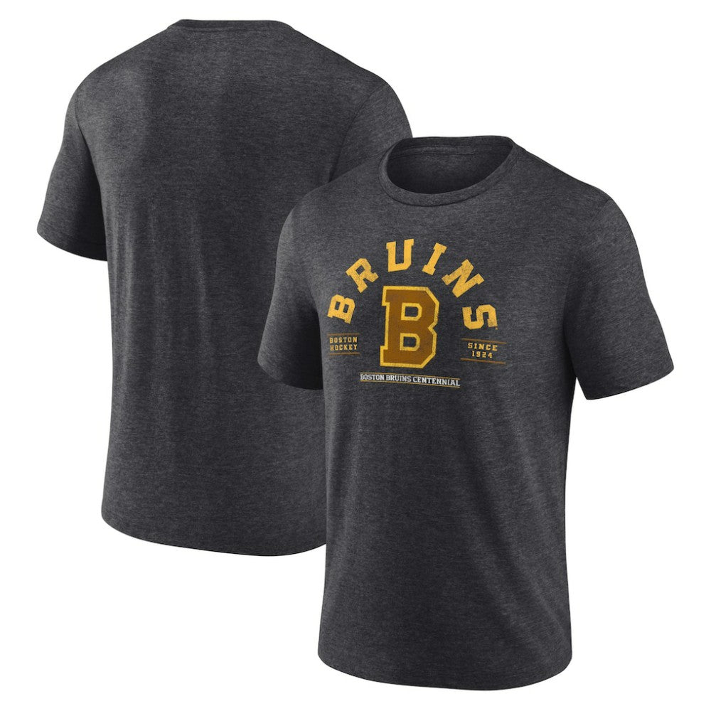 Boston Bruins Fanatics Centennial The Early Years Tri-Blend T-Shirt - Heather Charcoal - NHL 200831151