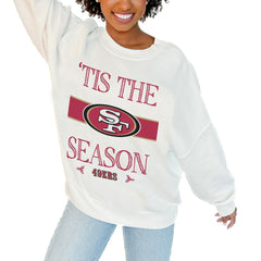 San Francisco 49ers Gameday Couture Women's Oversized Take A Holiday Pullover Sweatshirt White