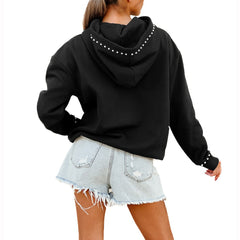 Washington Commanders Gameday Couture Women's Oversized Catch the Vibe Studded Pullover Hoodie Black