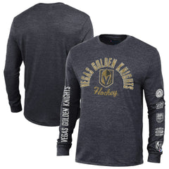 Vegas Golden Knights Champion Multi-Logo Tri-Blend Long Sleeve T-Shirt - Black - NHL 200838098