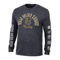 Vegas Golden Knights Champion Multi-Logo Tri-Blend Long Sleeve T-Shirt - Black - NHL 200838098