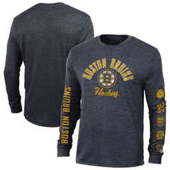 Boston Bruins Champion Multi-Logo Tri-Blend Long Sleeve T-Shirt - Heather Black - NHL 200838101