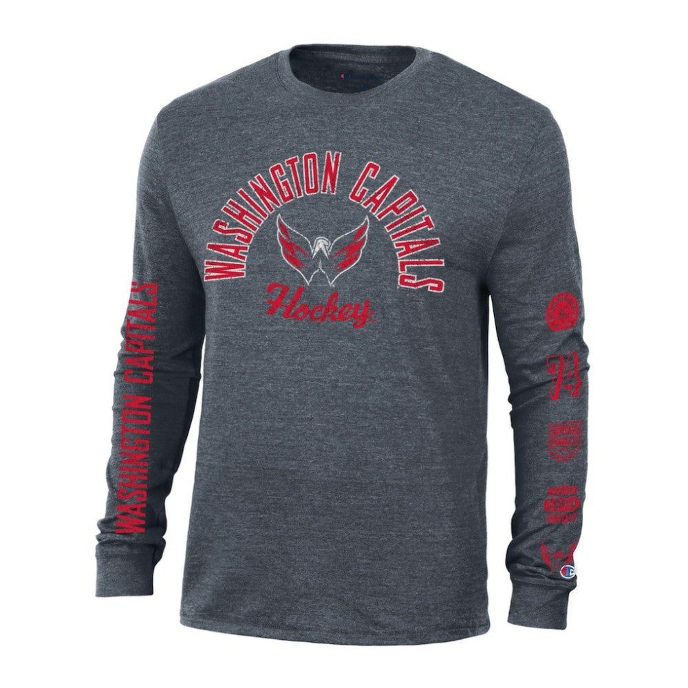 Washington Capitals Champion Multi-Logo Tri-Blend Long Sleeve T-Shirt - Heather Navy - NHL 200838105