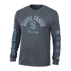 Seattle Kraken Champion Multi-Logo Tri-Blend Long Sleeve T-Shirt - Heather Navy - NHL 200838109