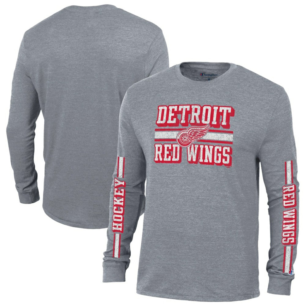 Detroit Red Wings Champion Tri-Blend Dual-Stripe Long Sleeve T-Shirt - Heather Gray - NHL 200838115