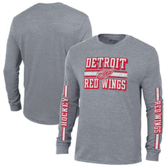 Detroit Red Wings Champion Tri-Blend Dual-Stripe Long Sleeve T-Shirt - Heather Gray - NHL 200838115