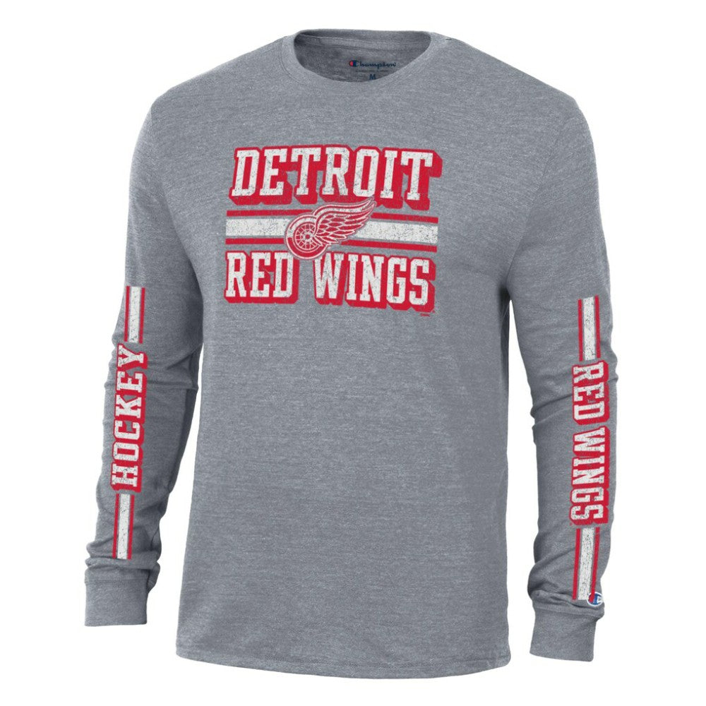 Detroit Red Wings Champion Tri-Blend Dual-Stripe Long Sleeve T-Shirt - Heather Gray - NHL 200838115