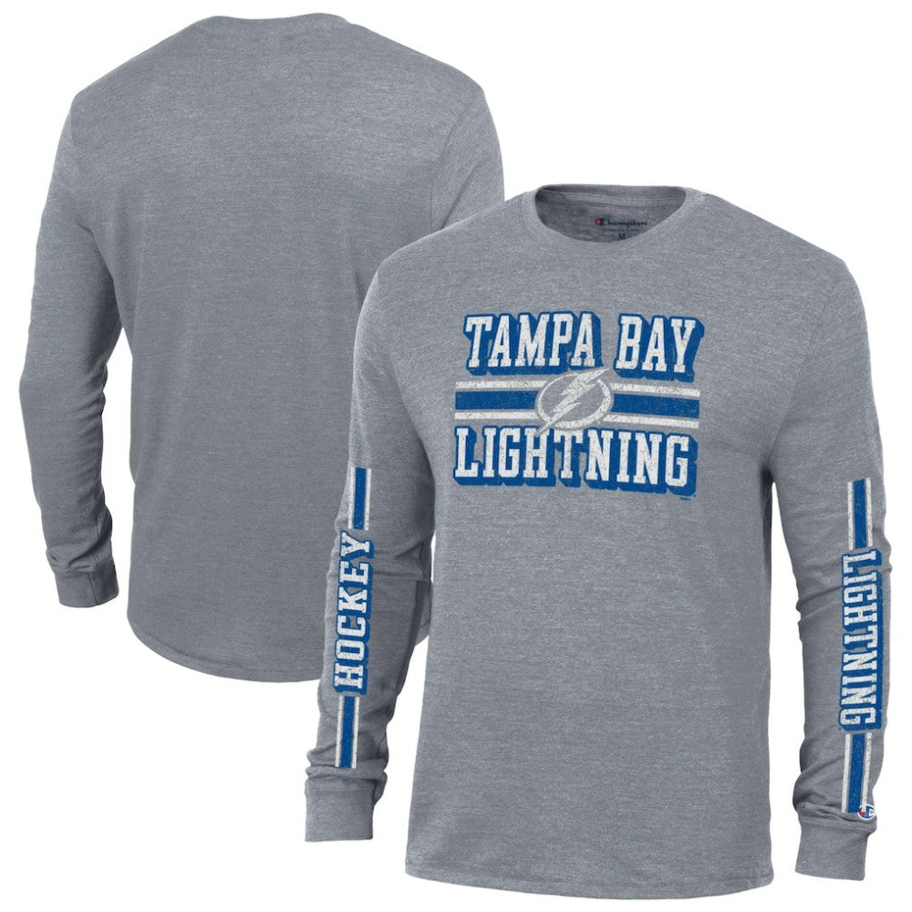 Tampa Bay Lightning Champion Tri-Blend Dual-Stripe Long Sleeve T-Shirt - Heather Gray - NHL 200838117