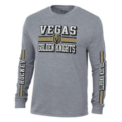Vegas Golden Knights Champion Tri-Blend Dual-Stripe Long Sleeve T-Shirt - Heather Gray - NHL 200838124