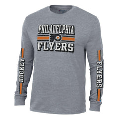 Philadelphia Flyers Champion Tri-Blend Dual-Stripe Long Sleeve T-Shirt - Heather Gray - NHL 200838125