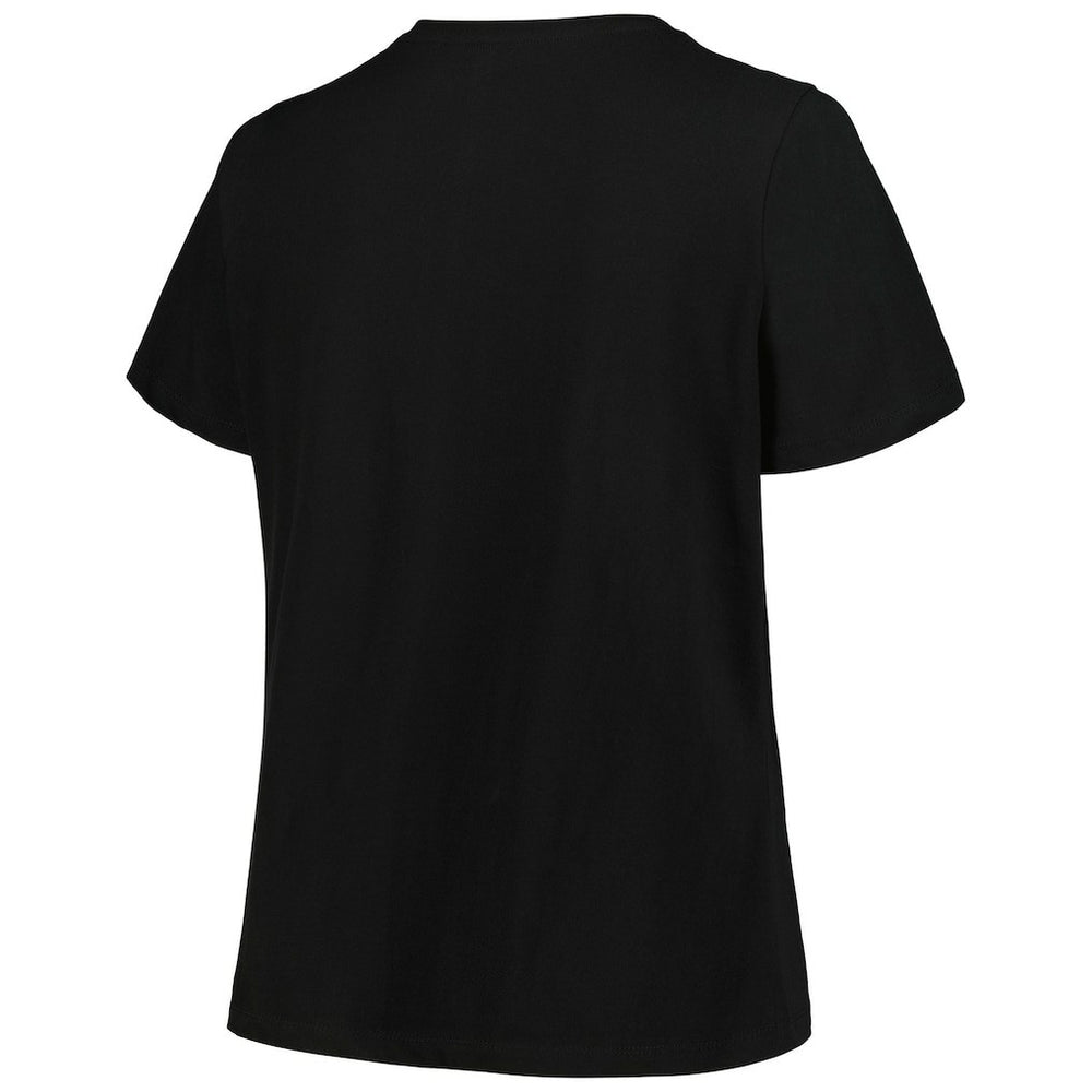 Chicago Bulls Profile Women's Plus Size Arch Over Logo V-Neck T-Shirt Black