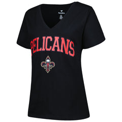 New Orleans Pelicans Profile Women's Plus Size Arch Over Logo V-Neck T-Shirt Black