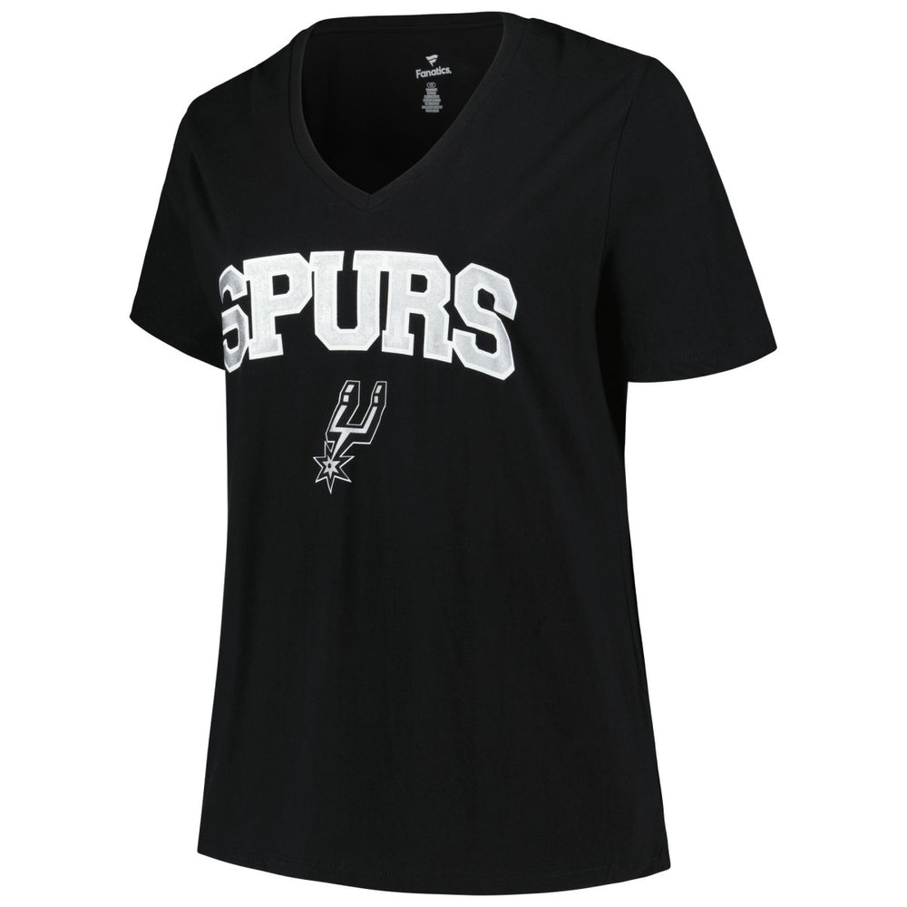 San Antonio Spurs Profile Women's Plus Size Arch Over Logo V-Neck T-Shirt Black