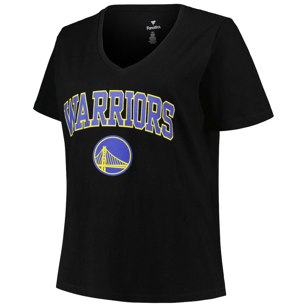 Golden State Warriors Profile Women's Plus Size Arch Over Logo V-Neck T-Shirt Black