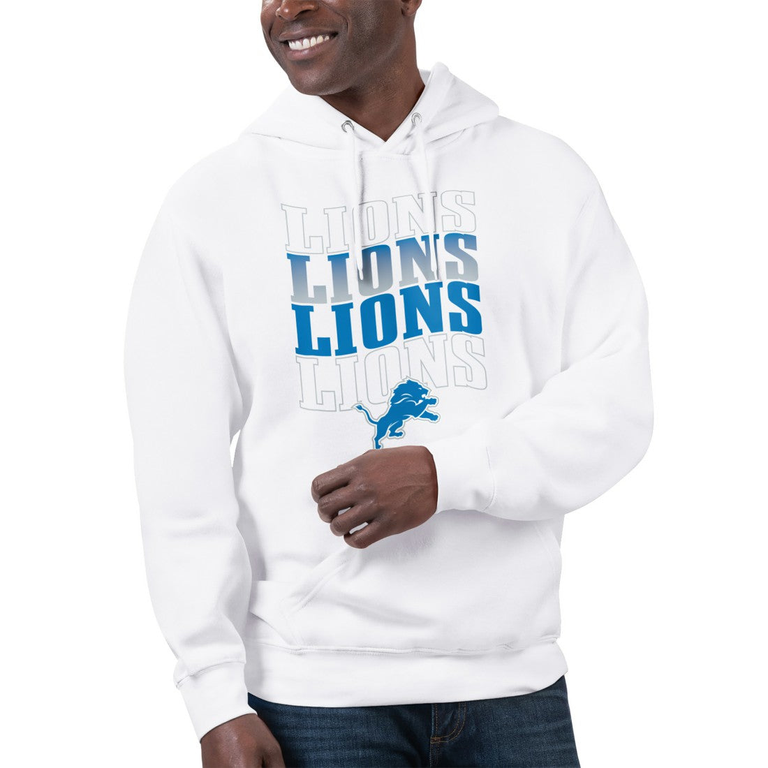 Detroit Lions Starter Unisex Name Drop Logo Pullover Hoodie White