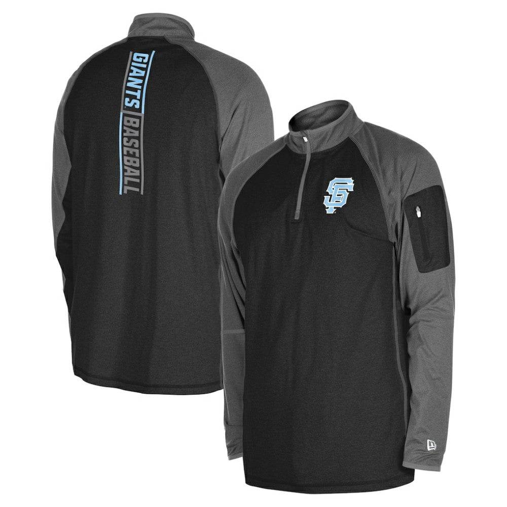 San Francisco Giants New Era Father's Day Raglan Quarter-Zip Top - Black - New Era Online