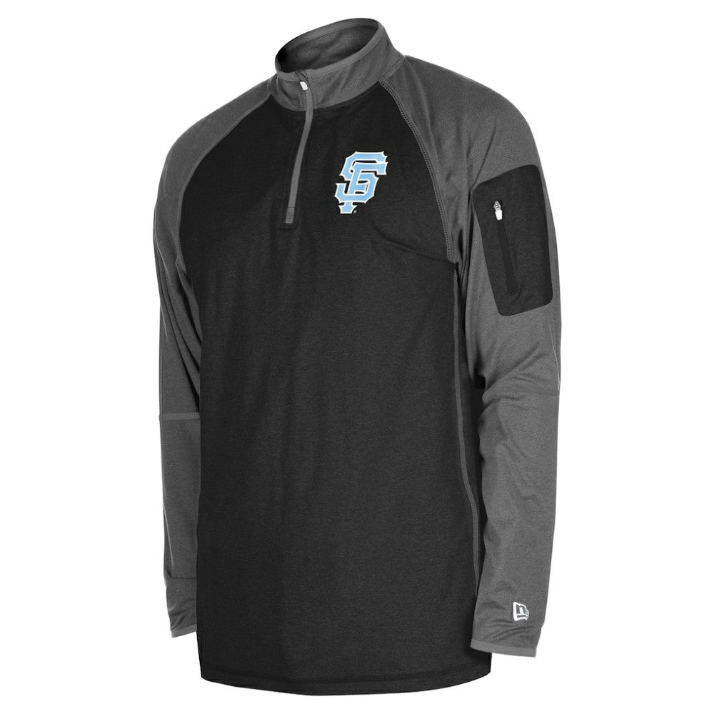 San Francisco Giants New Era Father's Day Raglan Quarter-Zip Top - Black - New Era Online