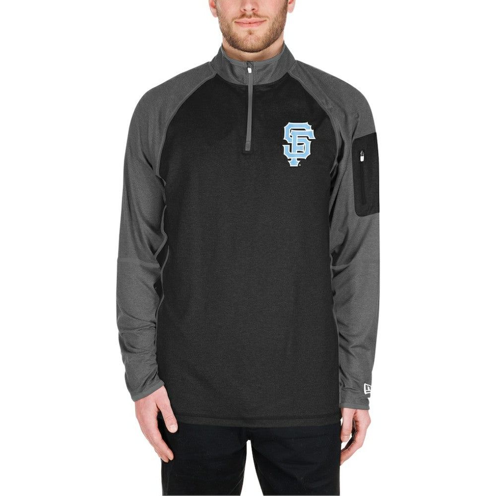 San Francisco Giants New Era Father's Day Raglan Quarter-Zip Top - Black - New Era Online